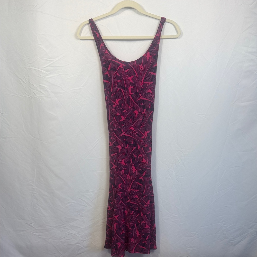 Banana Republic Fuchsia Patterned Midi Dress